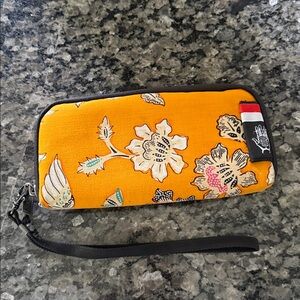 Ethnotek travel wallet RFID protected Floral Yellow Wristlet